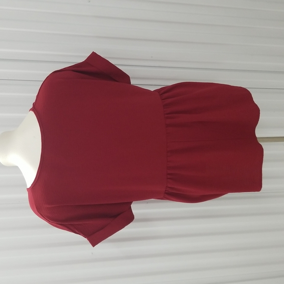 Brick Red Entro Vneck Tunic Peplum top - Picture 2 of 6